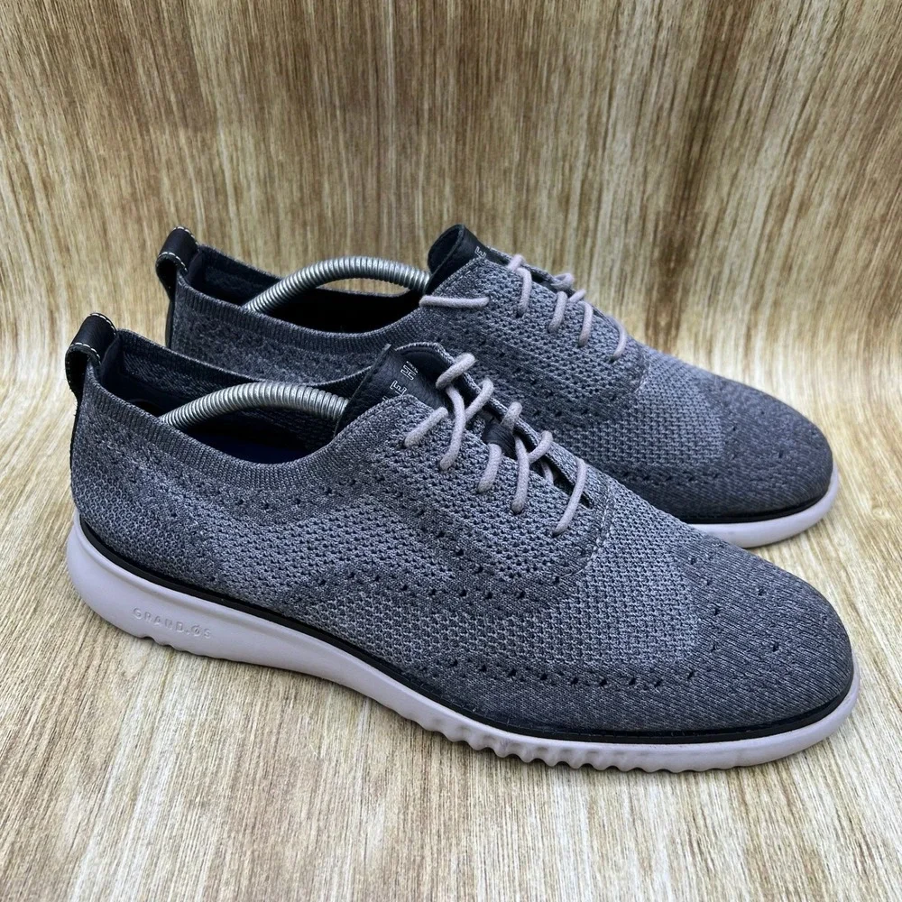 Cole Haan 2.Zerogrand Stitchlite Men's Size 10 Oxford Grey Dress Shoes‎ C27565